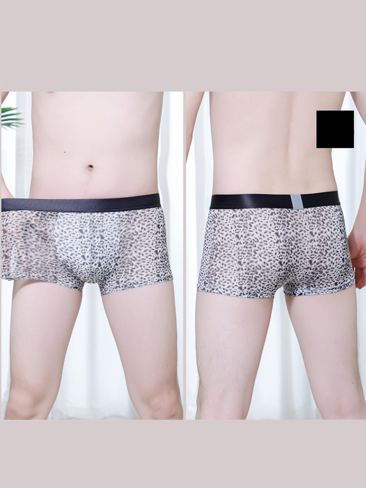 2-pack Men's Leopard Print Sexy Mesh Boxer Briefs