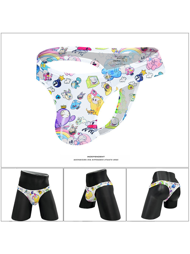 2 Pack Men's Low-Rise Sexy Print Thong