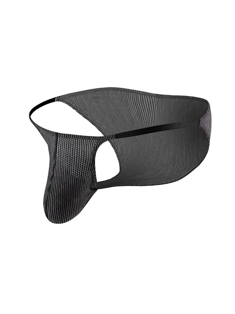 3 Pack Men's Low Rise Striped Camisole Briefs with Raised Pockets