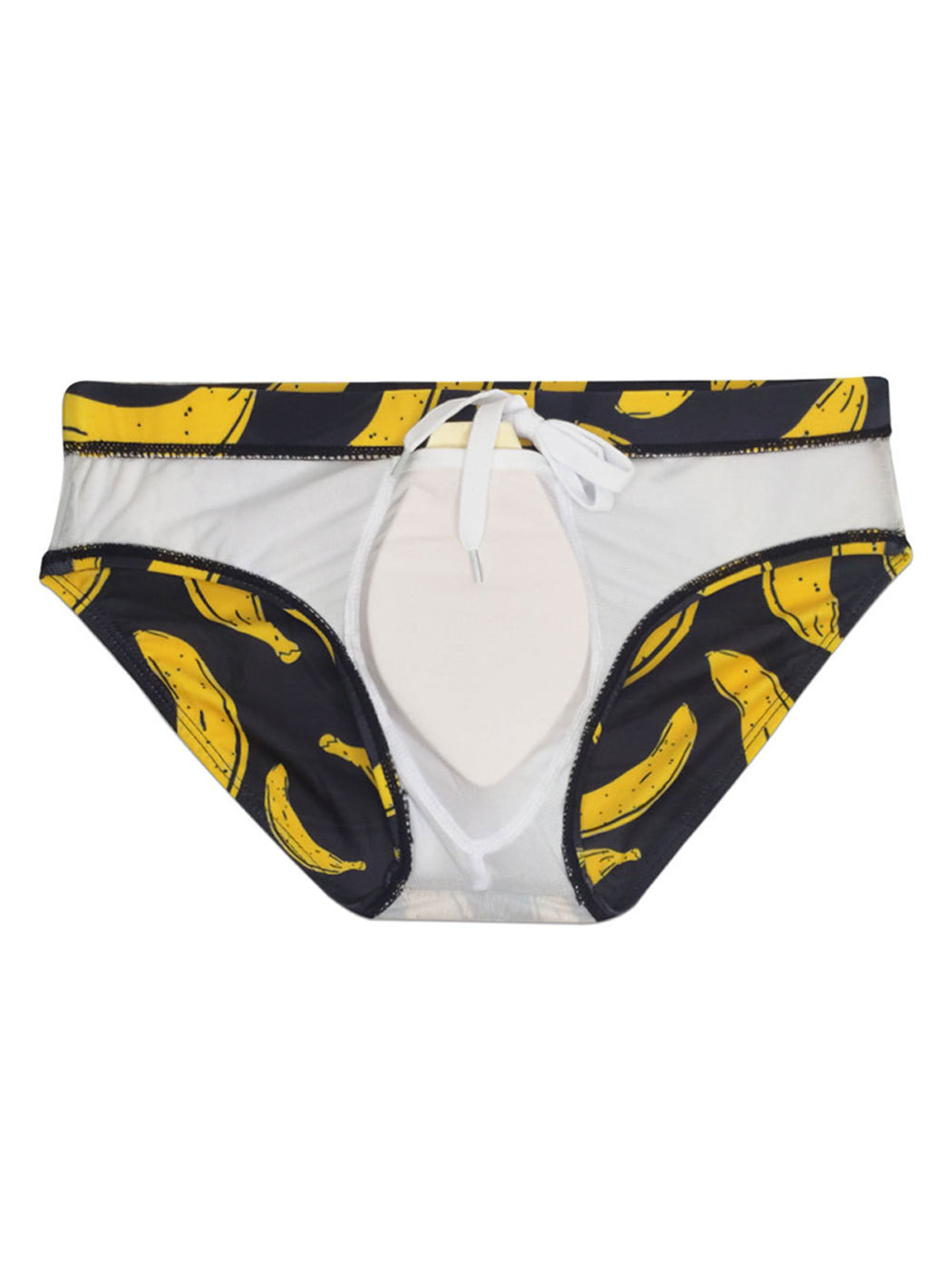 Men's Banana Print Swim Briefs with Removable Pad