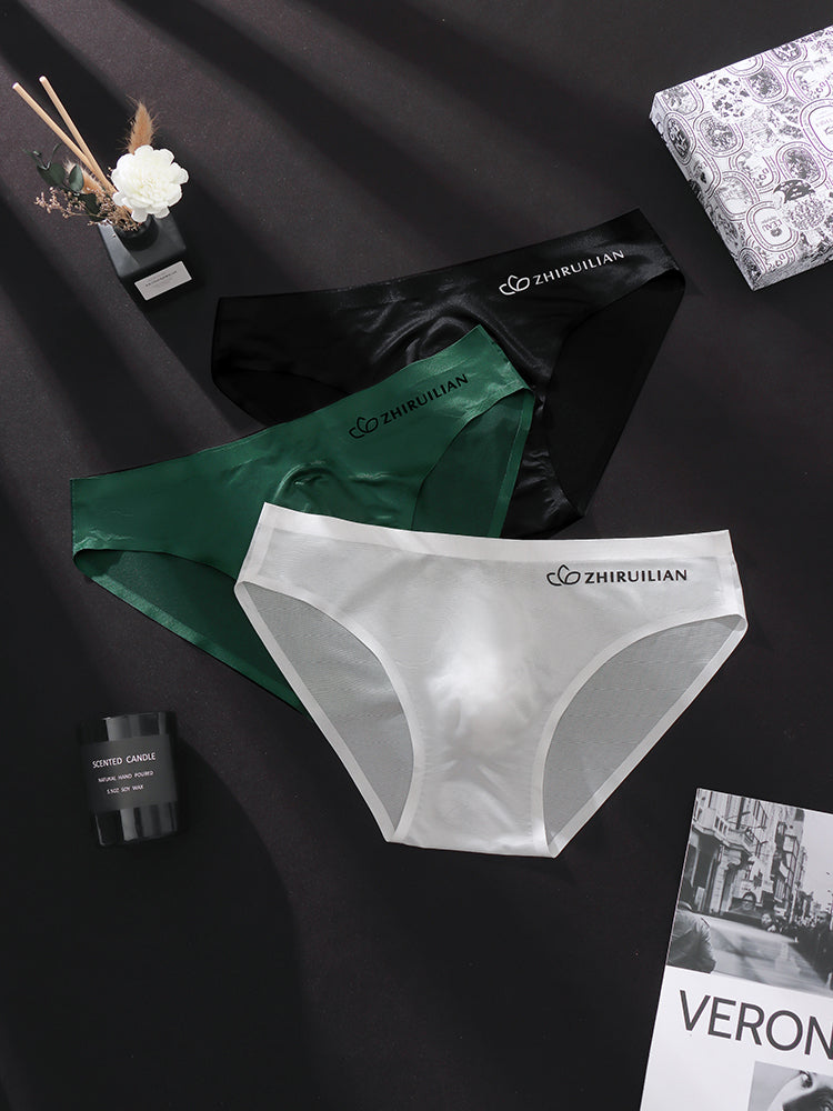 3 Pack Men's Ultra-Thin Seamless Ice Silk Cool-Touch Briefs