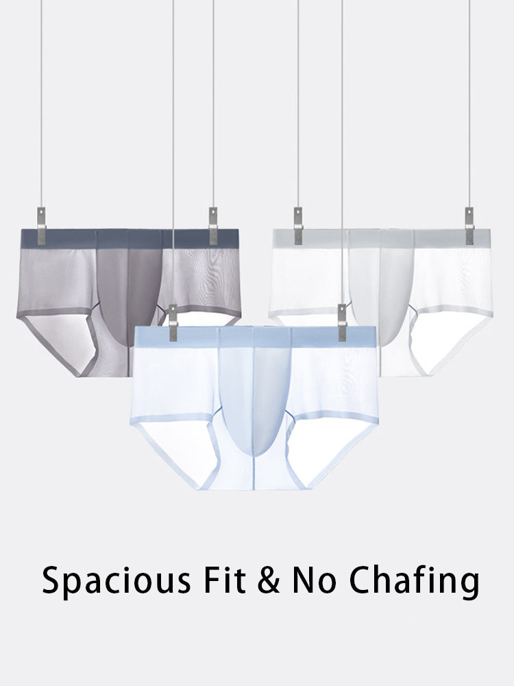 2 Pack Men's Ultra-Thin Ice Silk Breathable Quick-Dry Antibacterial Crotch Briefs