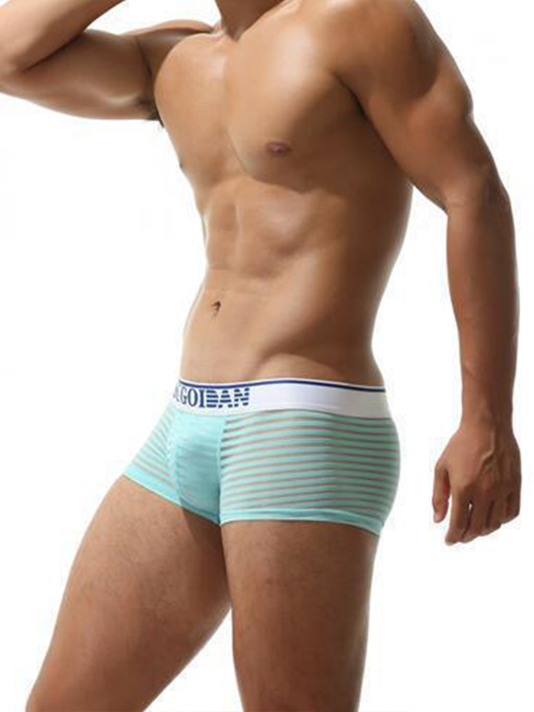 Men's Sexy Transparent Striped Trunks