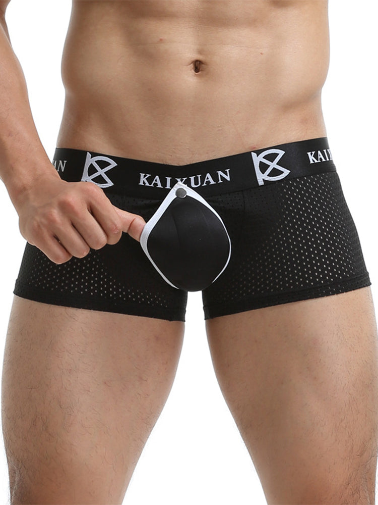 2-pack Men's Sexy Detachable Curled Cup Snap Hip Boxer Briefs