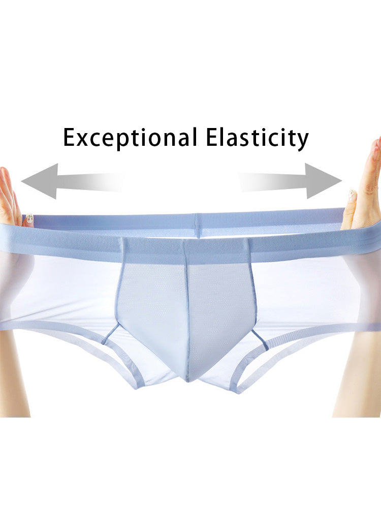 2 Pack Men's Ultra-Thin Ice Silk Breathable Quick-Dry Antibacterial Crotch Briefs