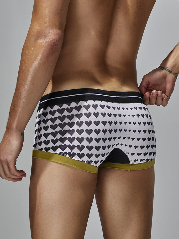2 Pack Men's Low Rise Sexy Heart U-Shaped Pouch Boxer Briefs