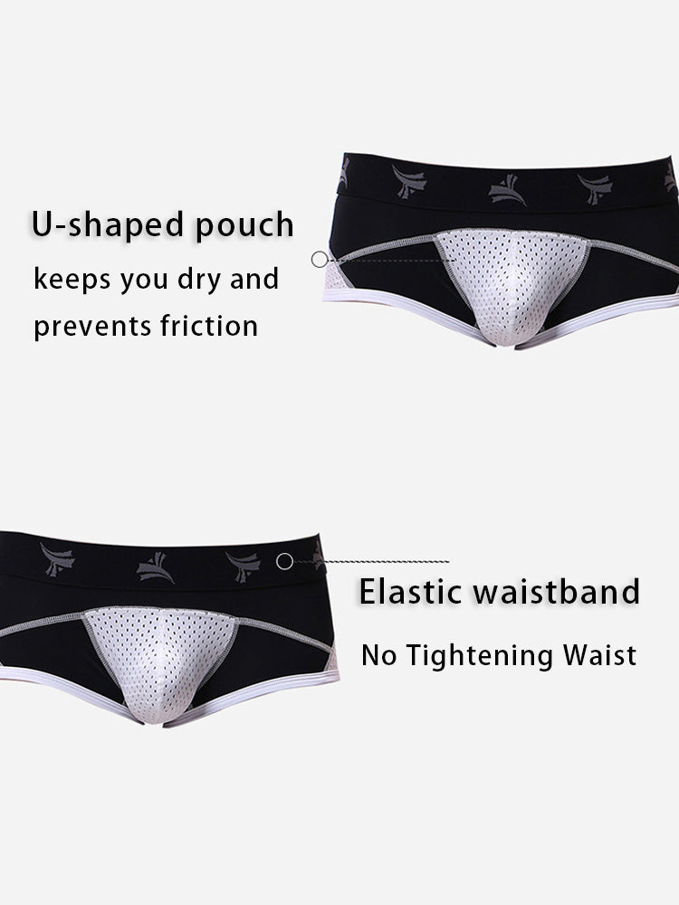 3 Pack Men's Nylon Mesh Breathable U-Pouch Trunks