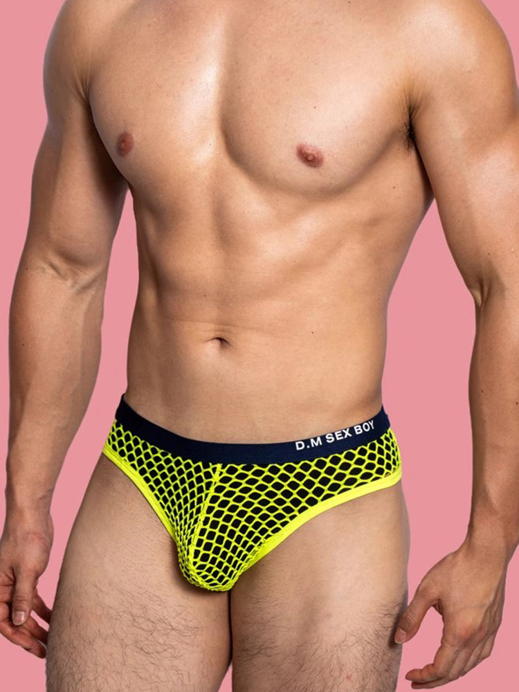 メンズ ローウエスト セクシー ビッグメッシュ 通気性 透明 スポーツブリーフ 3枚組