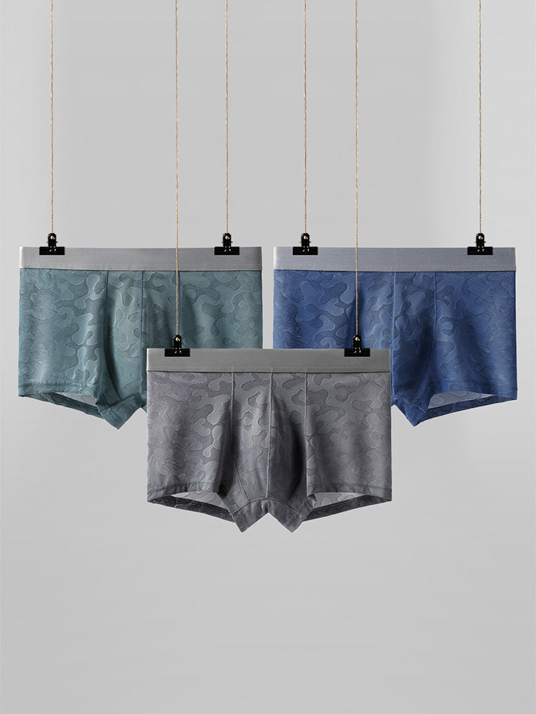 3 Pack Men's Graphene Anti-Bacterial Hollow Lace Ultra-Thin Trunks