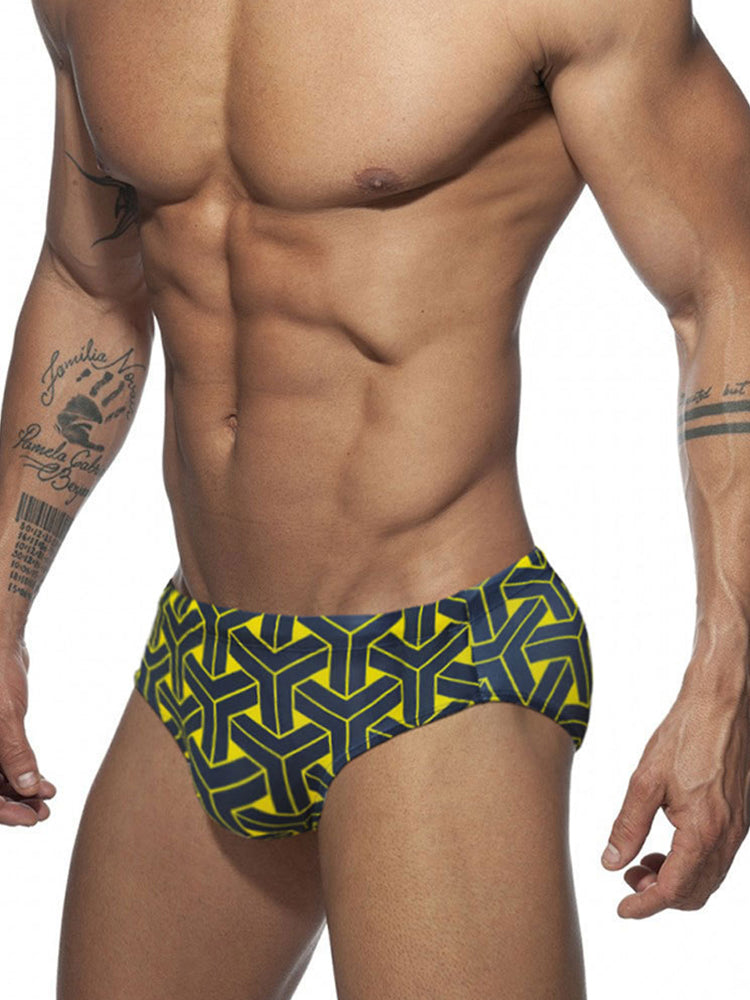 Men's 3D Pouch Printed Fitness Swim Brief