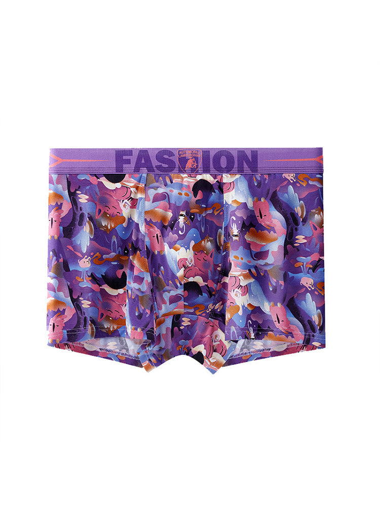 3 Pack Men's Cartoon Modal Printed Briefs And Trunks