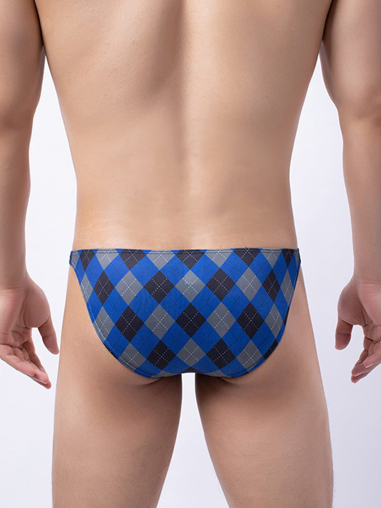Rhombus Check Pattern Pouch Briefs