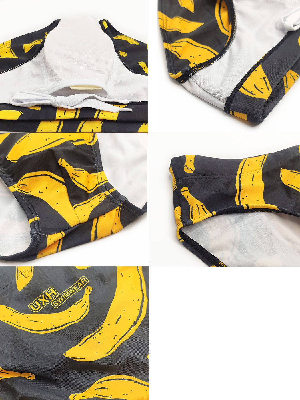 Men's Banana Print Swim Briefs with Removable Pad