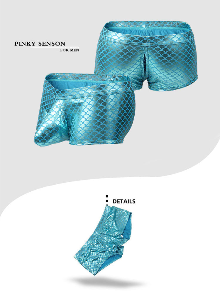 2-pack Men's Fish Scale Sexy Big Pouch Boxer Briefs