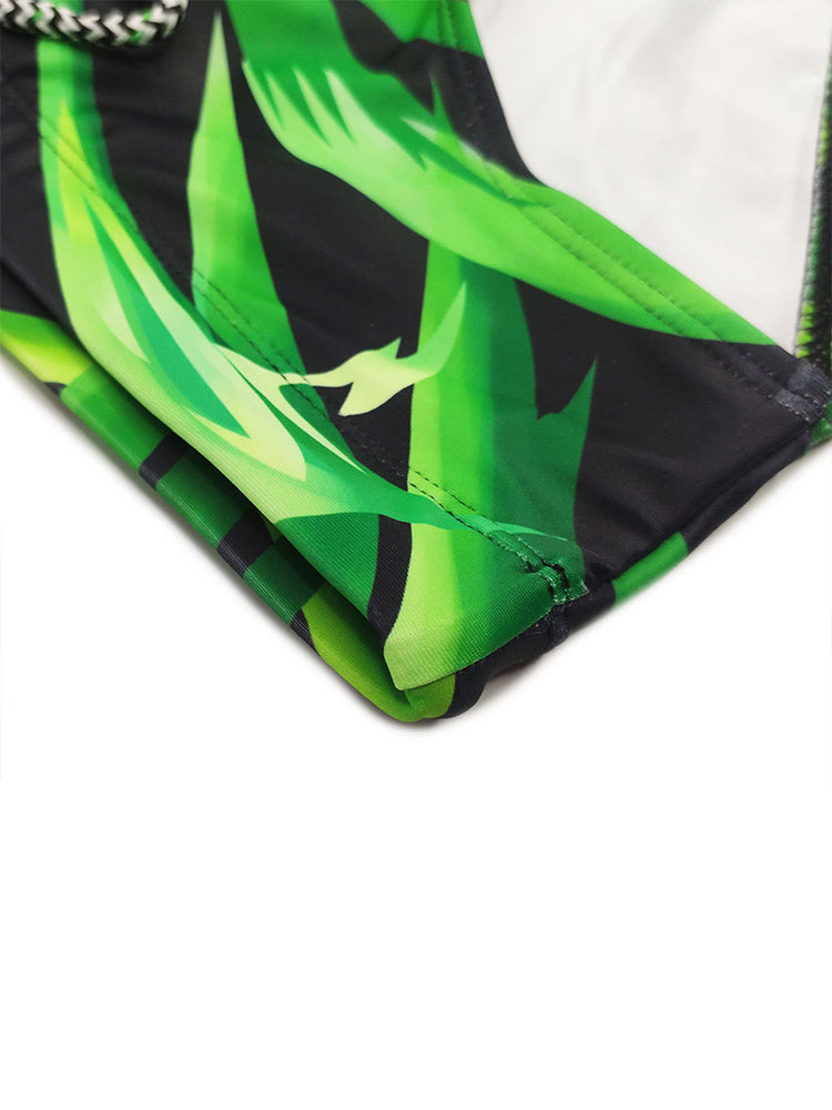 Men's Green Leaf Print Beach Bikini