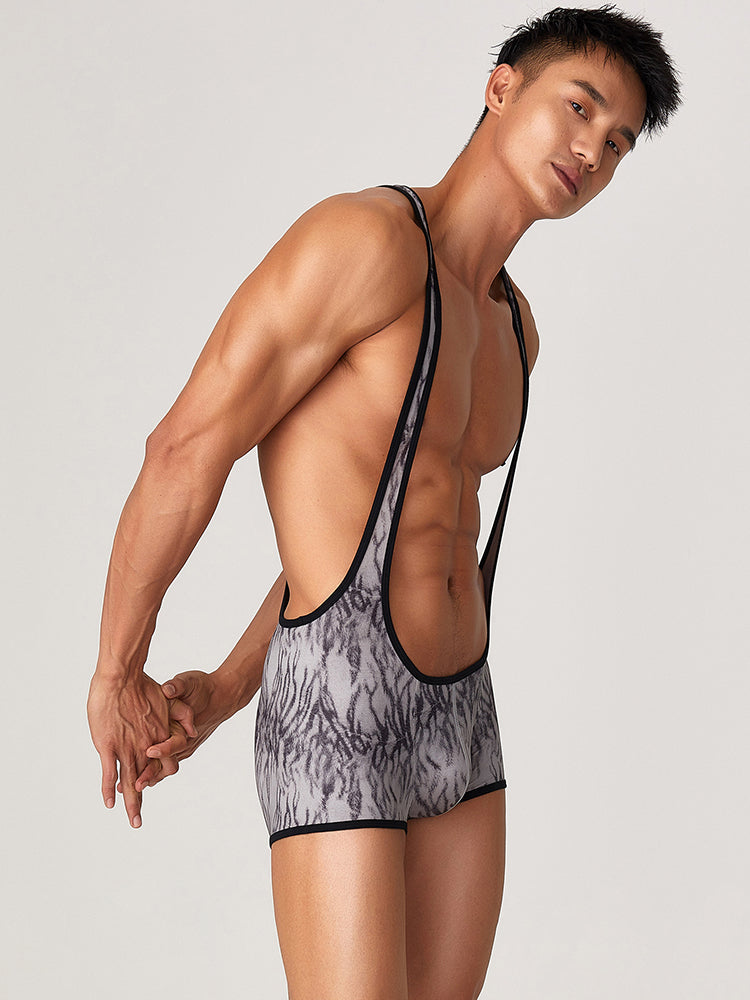 Men's Fitness Bib Short with Tiger Stripes