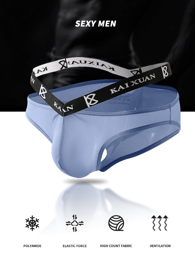 3 Pack Men's Sexy Ice Silk Mesh Breathable Erotic Briefs