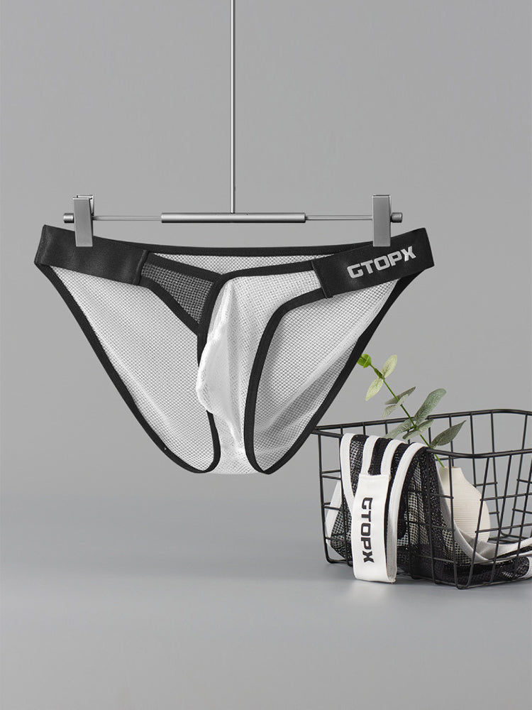 2 Pack Men's U-Pouch Sheer Mesh Briefs