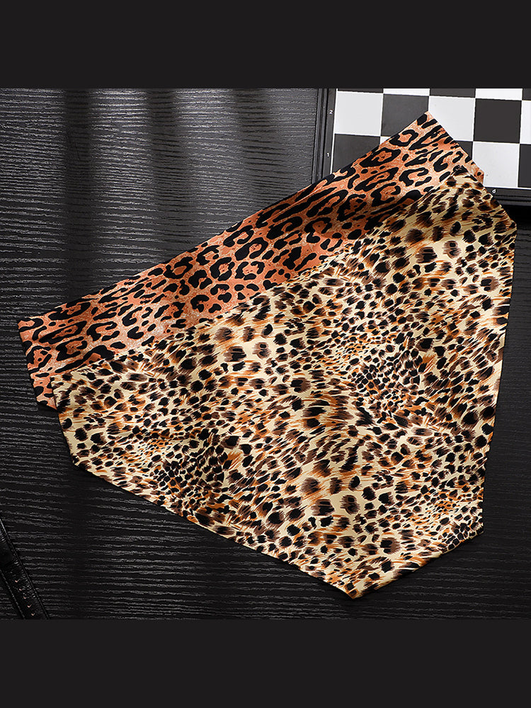 3 Pack ALLMIX Men's 3D Pouch Sexy Leopard Print Ice Silk Briefs