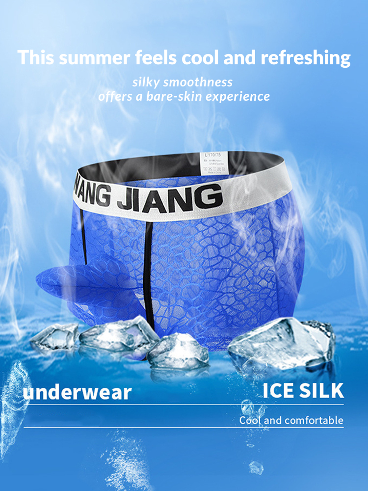 2 Pack Men's Ice Silk Lace Solid Sexy Trunks