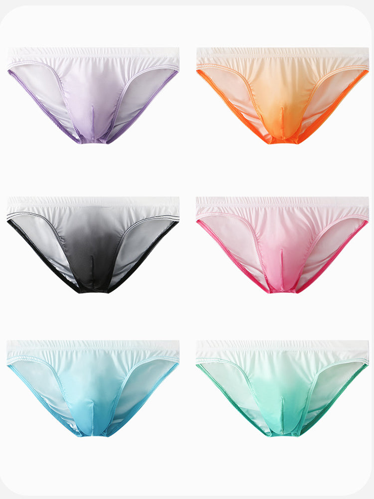 3 Pack Men's Sensual Silk-Like Loose Gradient Color Bikini