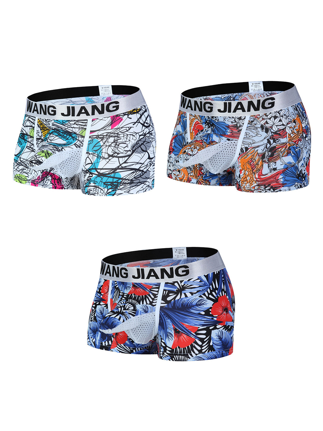 3 Pack Men's Ice Silk Trunks with Separated Pouch Design