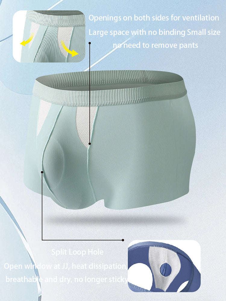 3-Pack Men's Ice Silk Trunks with Bullet-Style Separation and Enlarging Effect