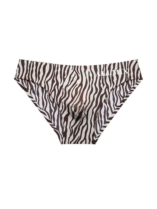 3 Pack ALLMIX Men's 3D Pouch Sexy Leopard Print Ice Silk Briefs