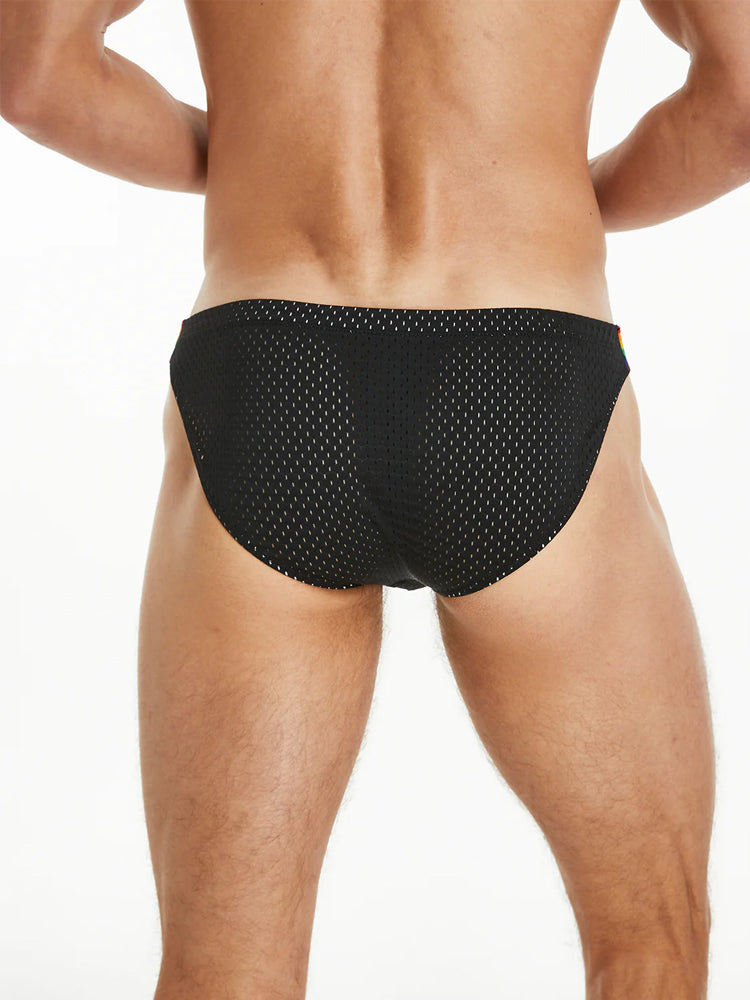 Men's Sexy Rainbow Pride Mesh Bikini