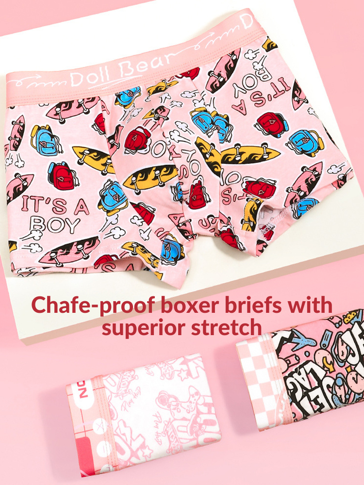 4 Pack Men's Cartoon Cotton Anti-Bacterial Boxer Briefs