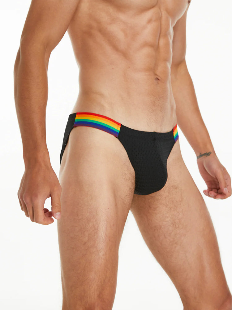 Men's Sexy Rainbow Pride Mesh Bikini
