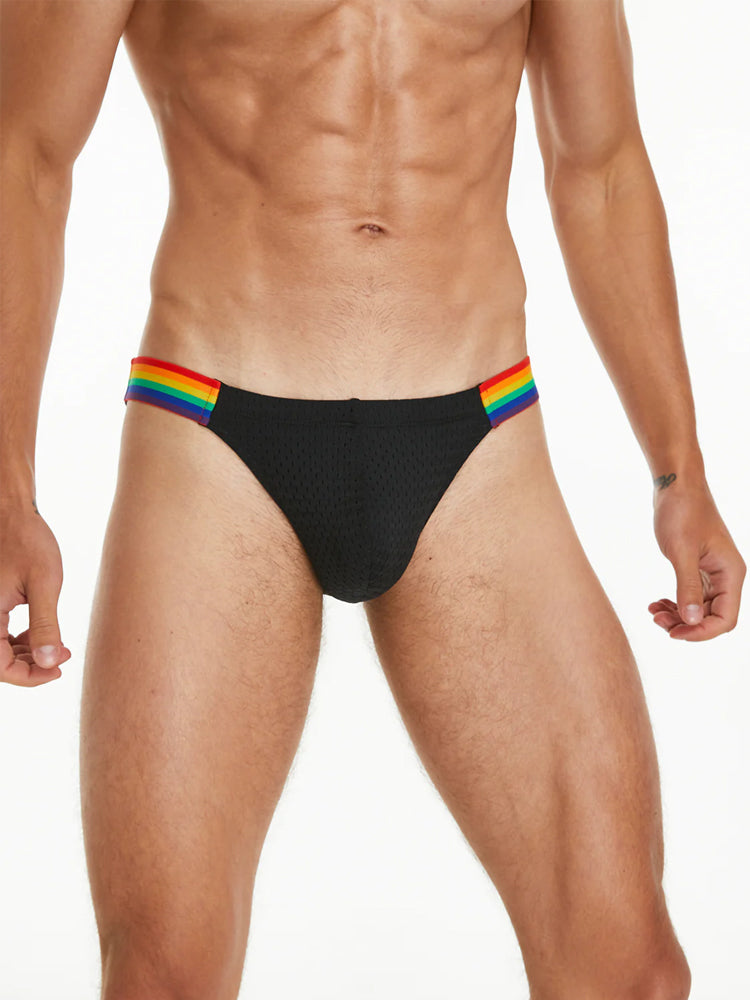Men's Sexy Rainbow Pride Mesh Bikini