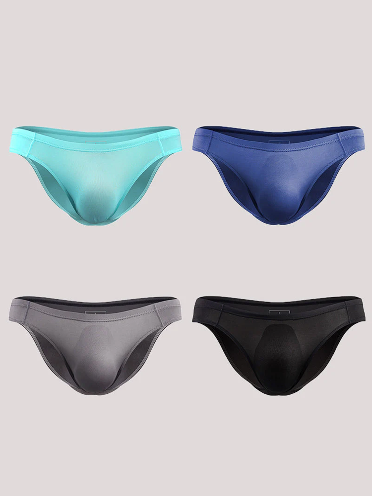 4 Pack Men's Support Pouch Traceless Ice Silk Underwear