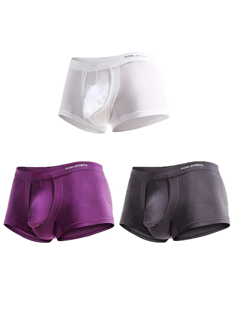 3 Pack Men's Double Pouch Underwear Separate Pouch Modal Trunks