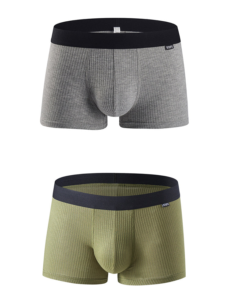 Men's Breathable Threaded Fabric U Convex Trunks