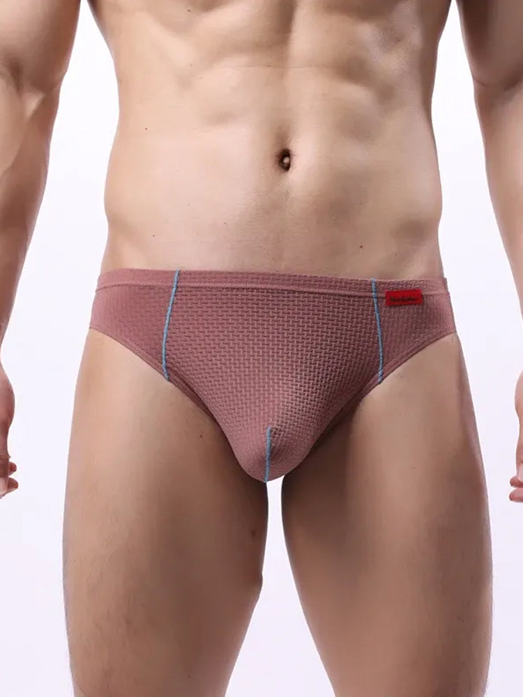 メンズ ナイロン チェック柄 リフトヒップブリーフ 3枚組 トライアングルブリーフ