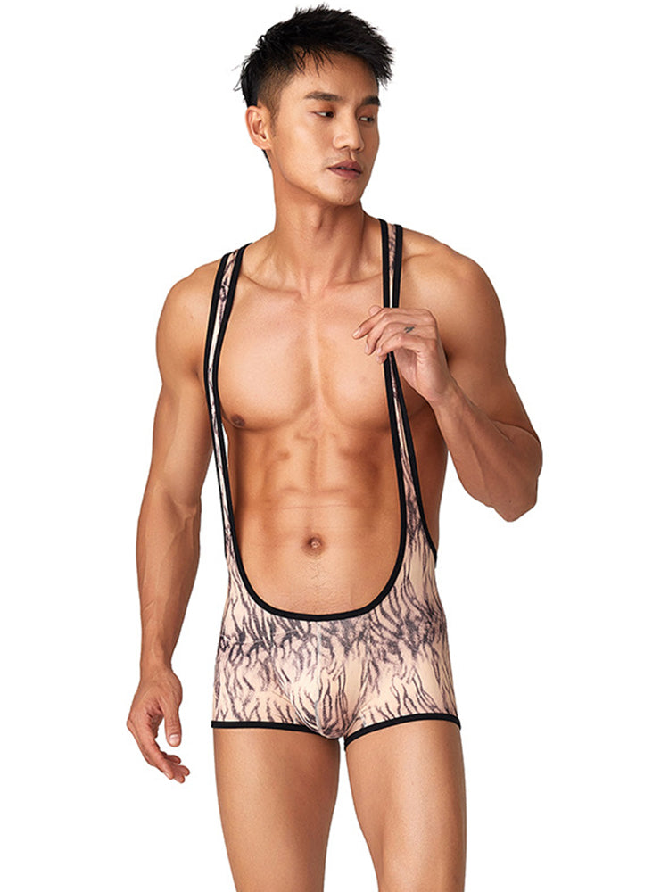 Men's Fitness Bib Short with Tiger Stripes