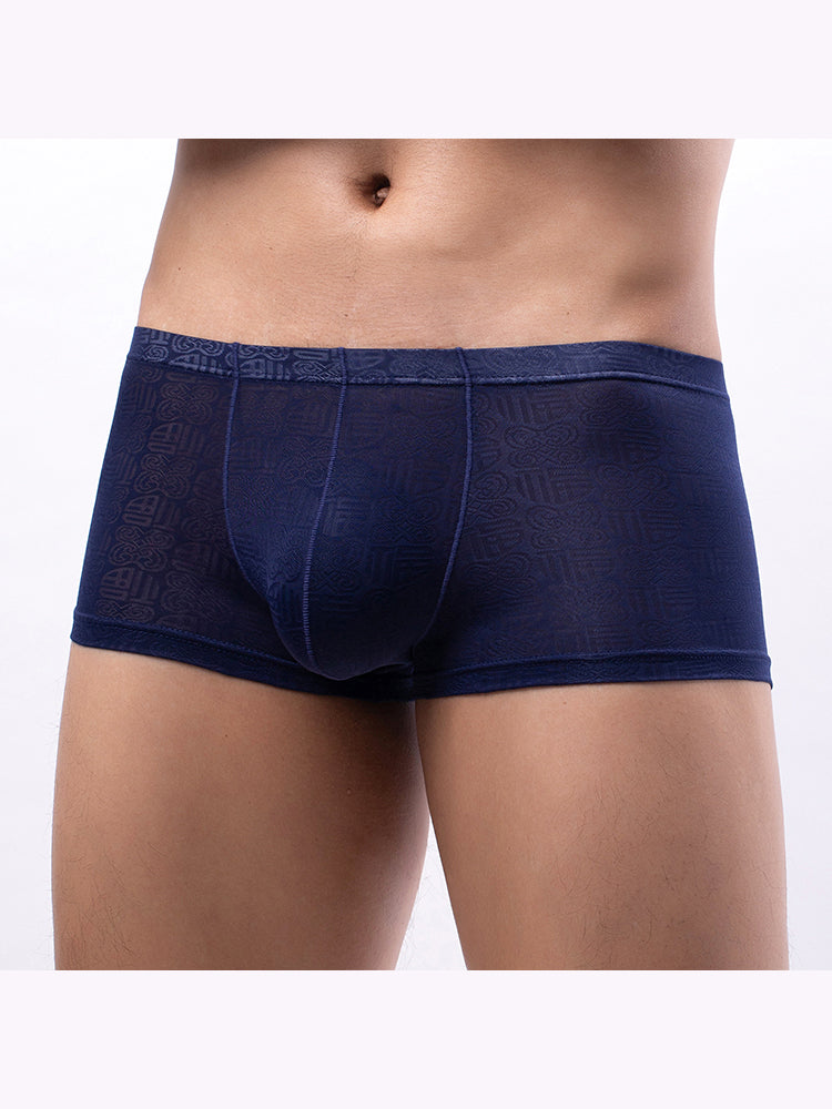 4 Pack Men's Sexy Breathable Jacquard Trunks