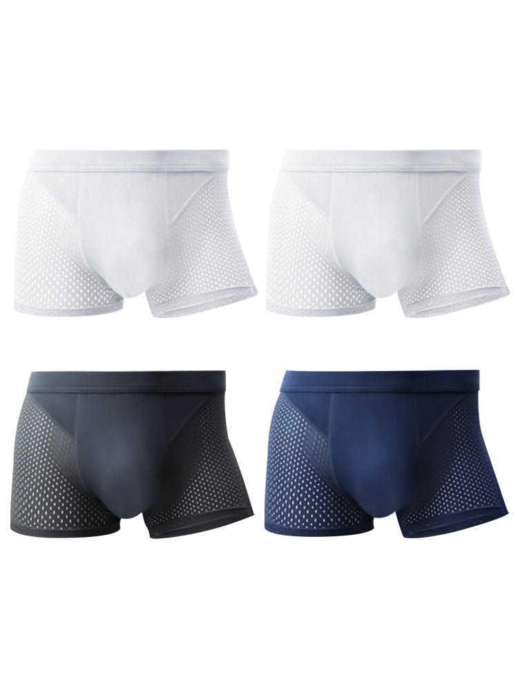 4 Pack Men's Ice Silk Cooling Mesh Trunks
