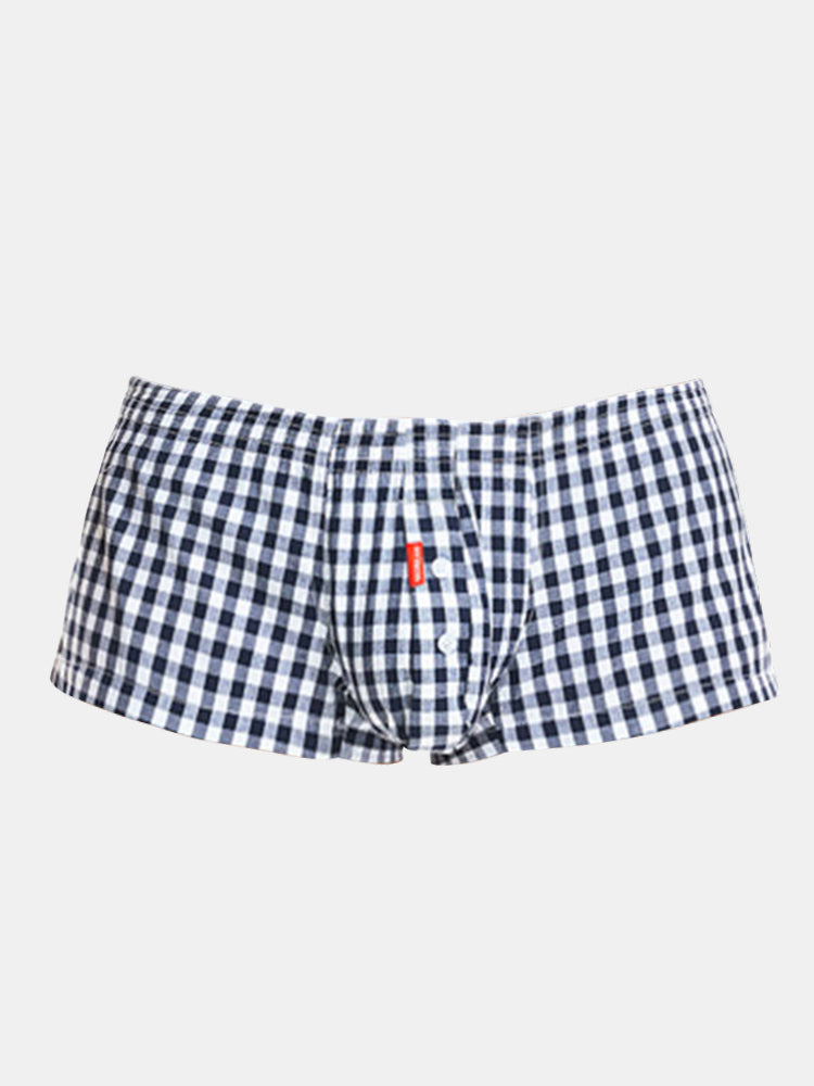 Plaid 100% Cotton Men's Soft Trunks