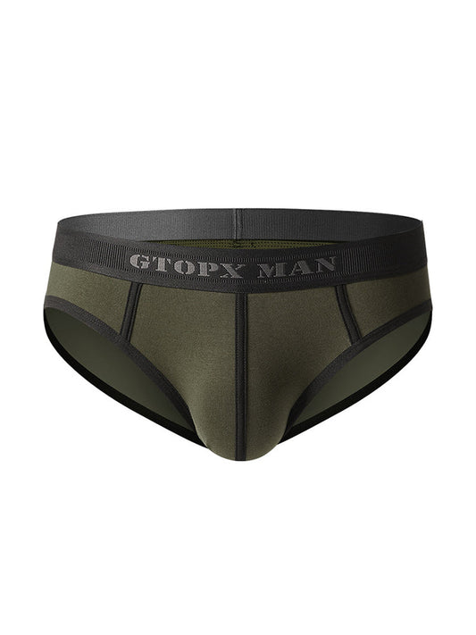Men's Spliced Lines U Convex Pouch Cotton Briefs