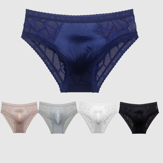 Men's Sexy Low Rise Lace Briefs with 3D Pouch