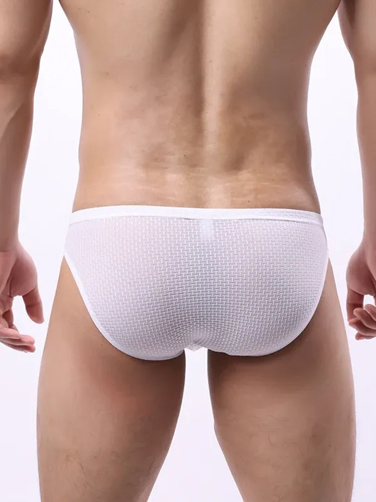 メンズ ナイロン チェック柄 リフトヒップブリーフ 3枚組 トライアングルブリーフ