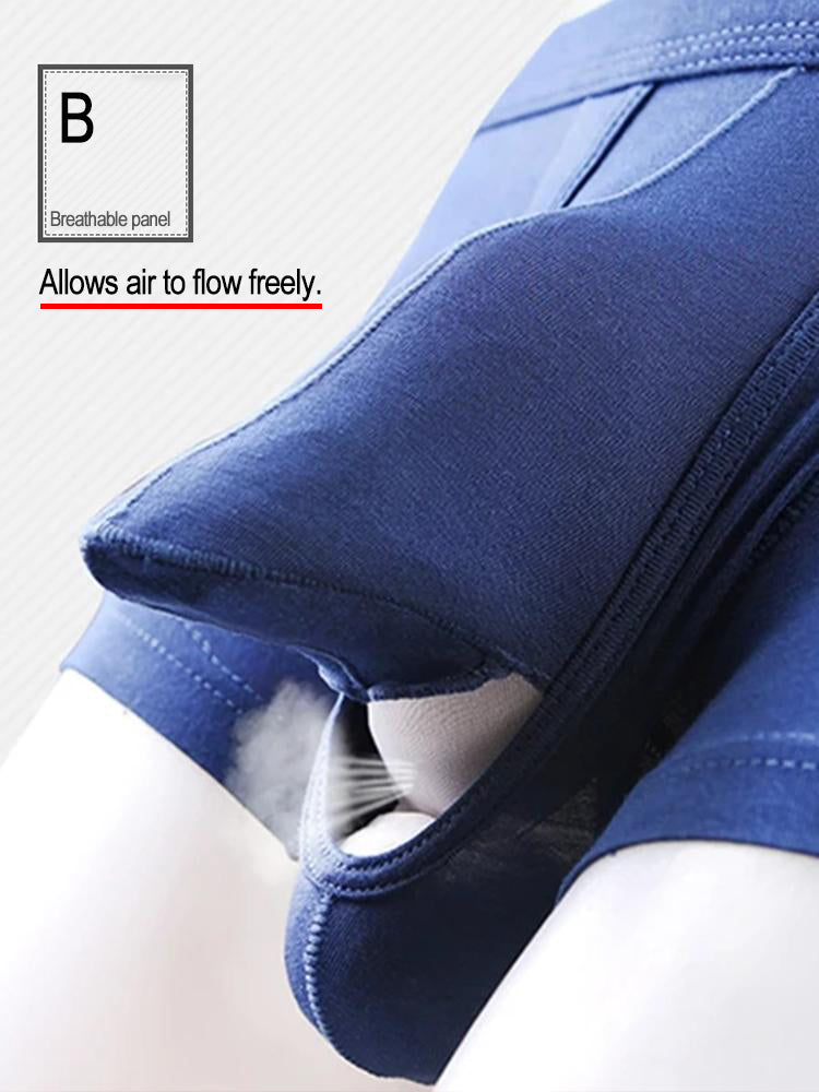 3 Pack Men's Double Pouch Underwear Separate Pouch Modal Trunks
