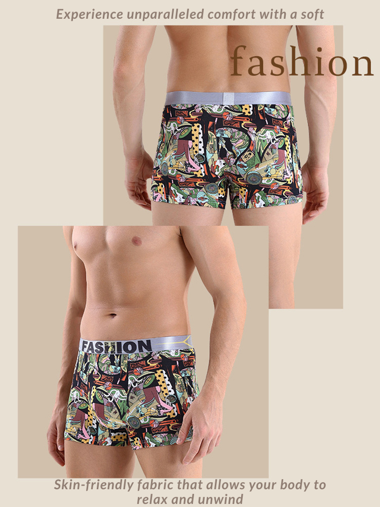 3 Pack Men's Cartoon Modal Printed Briefs And Trunks