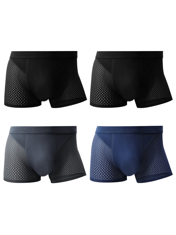 4 Pack Men's Ice Silk Cooling Mesh Trunks