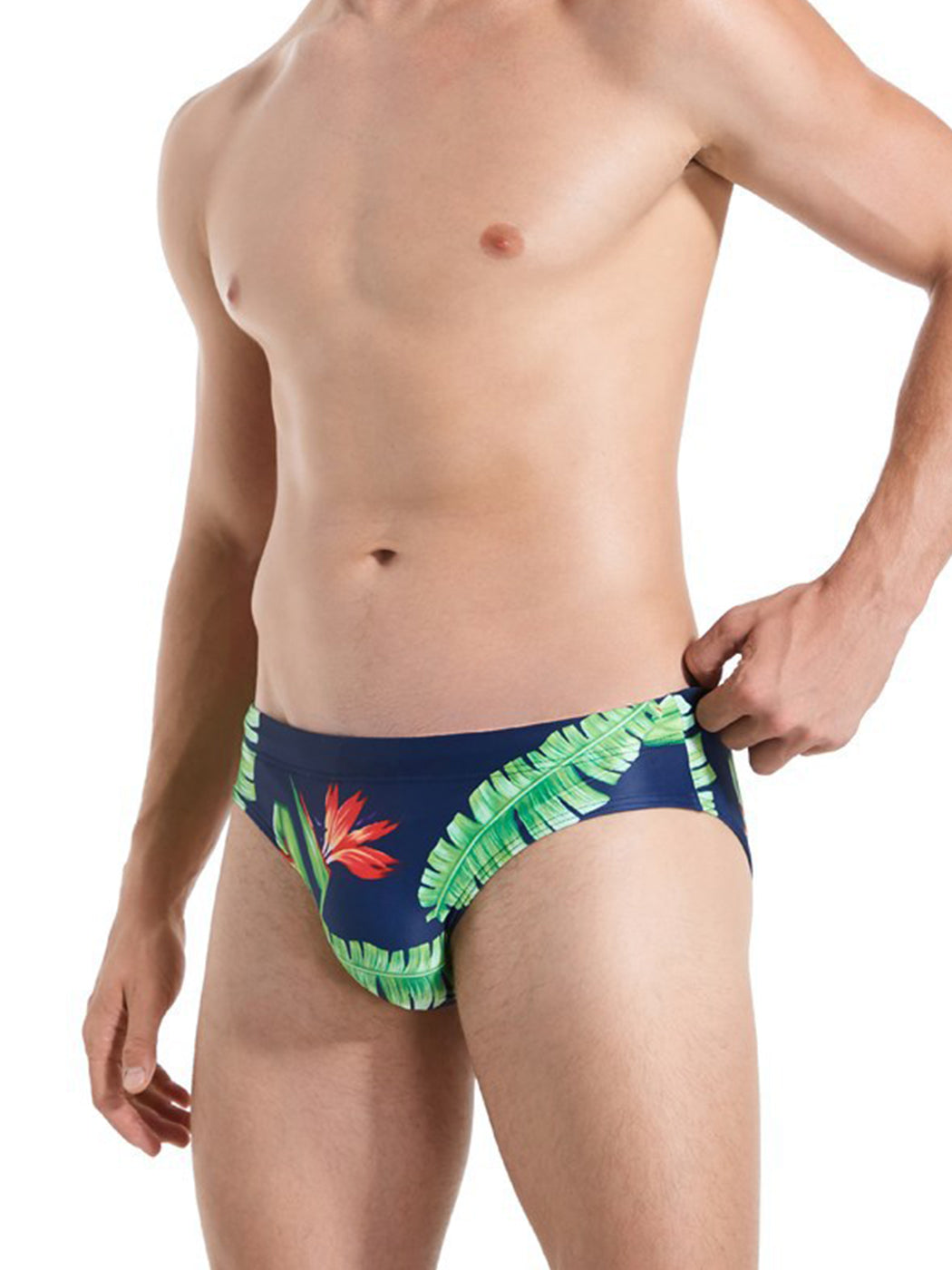 Men's Floral Print Swim Briefs With Removable Pad