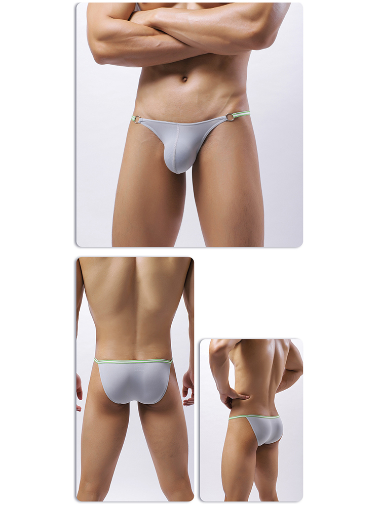 3 Pack Men's Sexy Low-Rise Bikini with Metal Ring