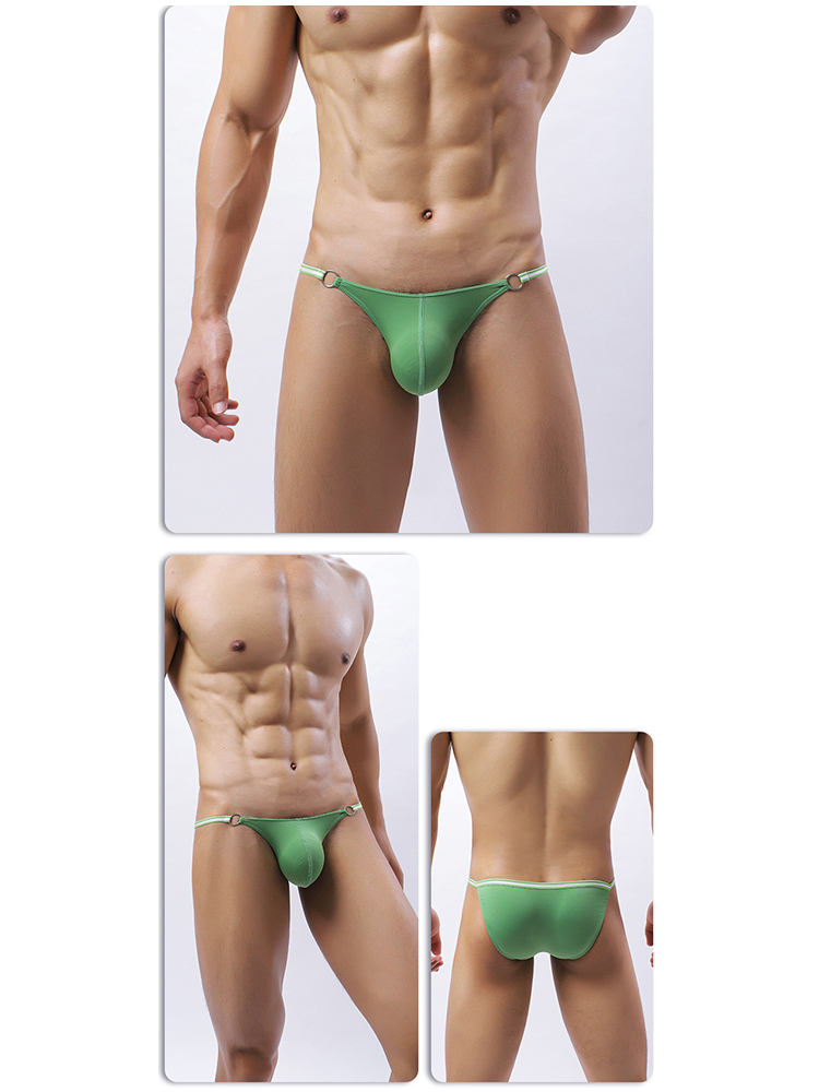 3 Pack Men's Sexy Low-Rise Bikini with Metal Ring