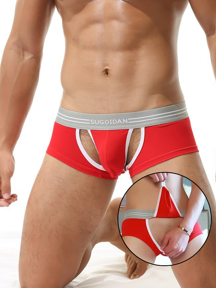 3 Pack Men's Sexy Cutout Trunks with Lift-up Pouch